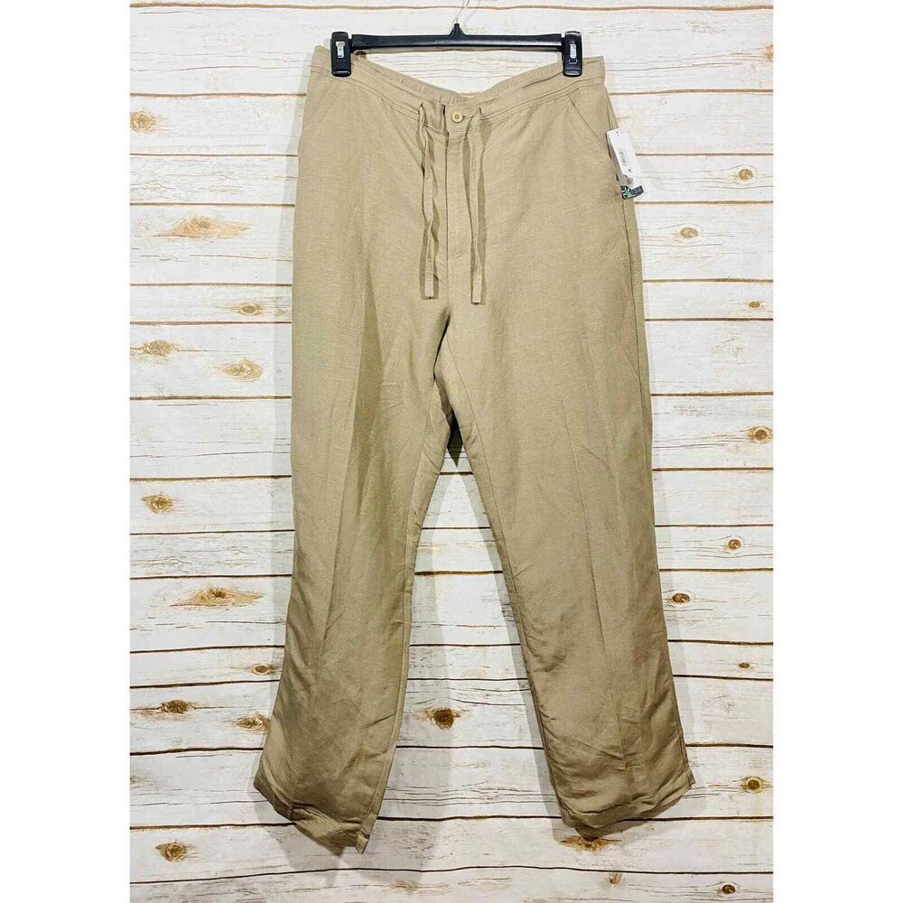 CUBAVERA women's drawstring linen blend pants with back elastic waistband x 32 L